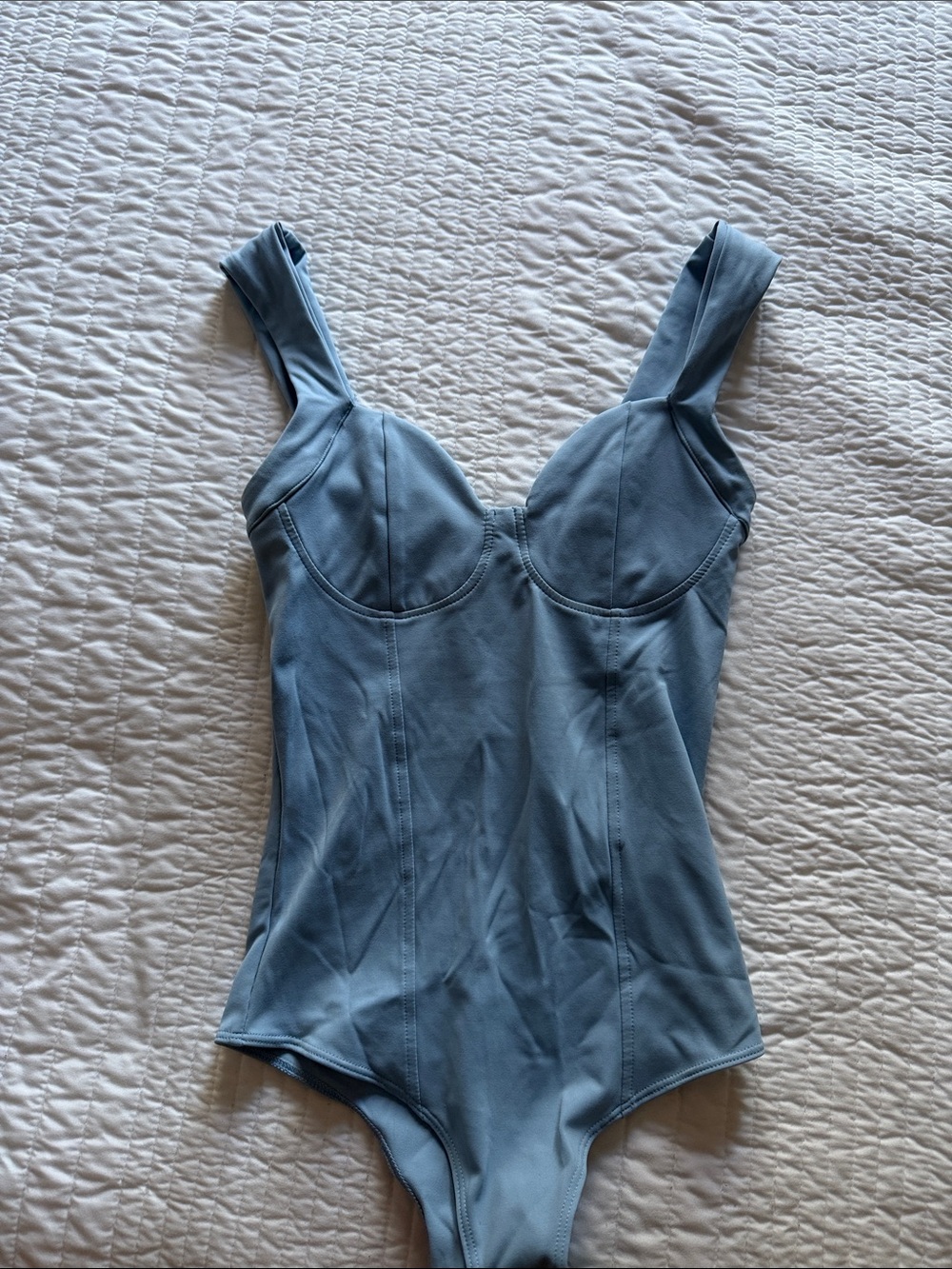 Dynamite Dusty Blue Scoop Neck Bodysuit
